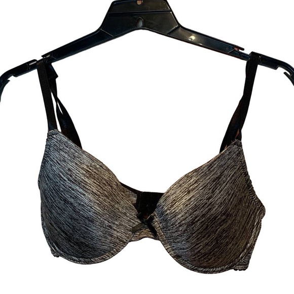 Be Fabulous 34C Underwire Silver & Black Polyester Blend 2-Hook Bra - Picture 1 of 6